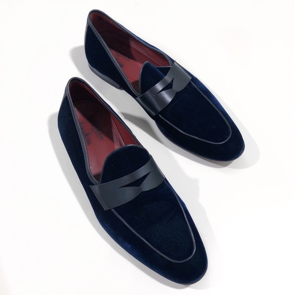 Magnanni for Neiman Marcus Velvet Penny Loafers